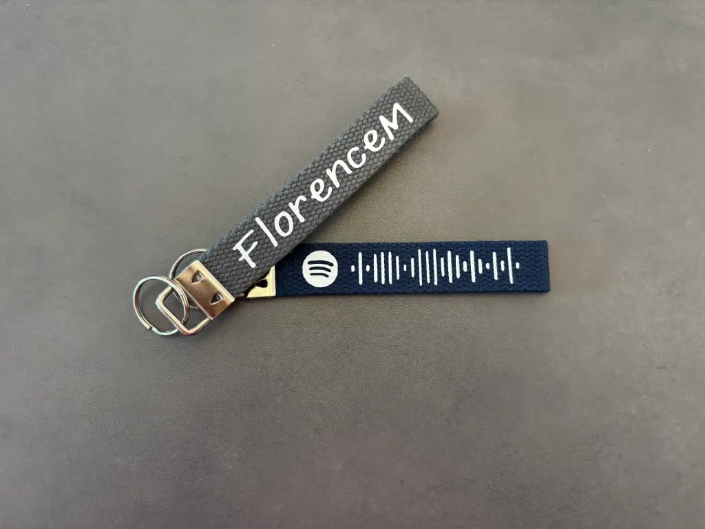 Keyring 20mm wide (grey, yes (please write the name of the song in the box))